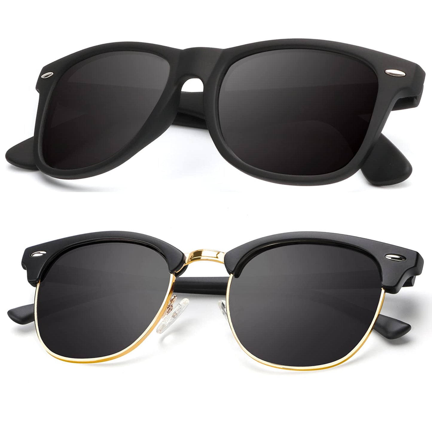 KALIYADI Polarized Sunglasses for Men and Women Semi-Rimless Frame Driving Sun glasses UV Blocking