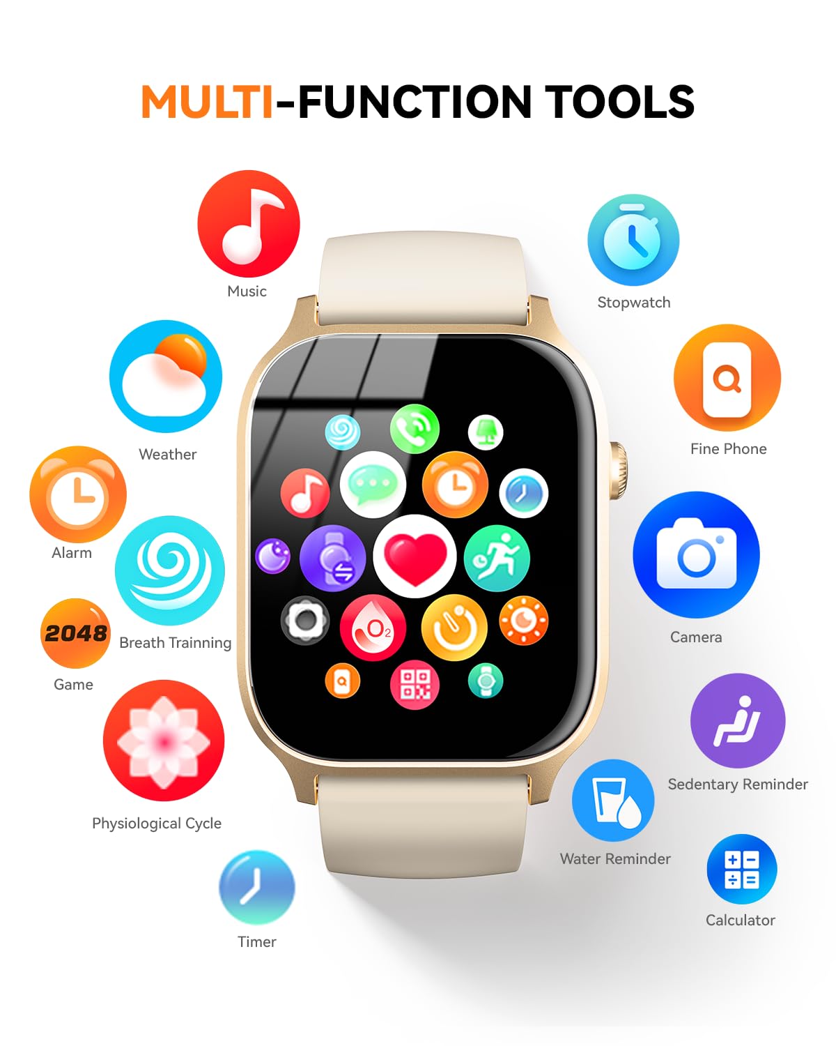 Smart Watches for Women Men, Fitness Tracker Watch with 110 Sports Modes, Step Counter/Sleep Monitor/Pedometer, IP68 Waterproof, Bluetooth Call & Music Control Smartwatch for iPhone/Android,Starlight