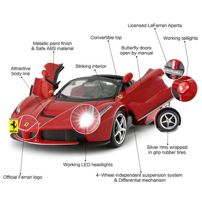 RASTAR RC Car | 1/14 Scale Ferrari LaFerrari Radio Remote Control R/C Toy Car Model Vehicle for Boys Kids, Red