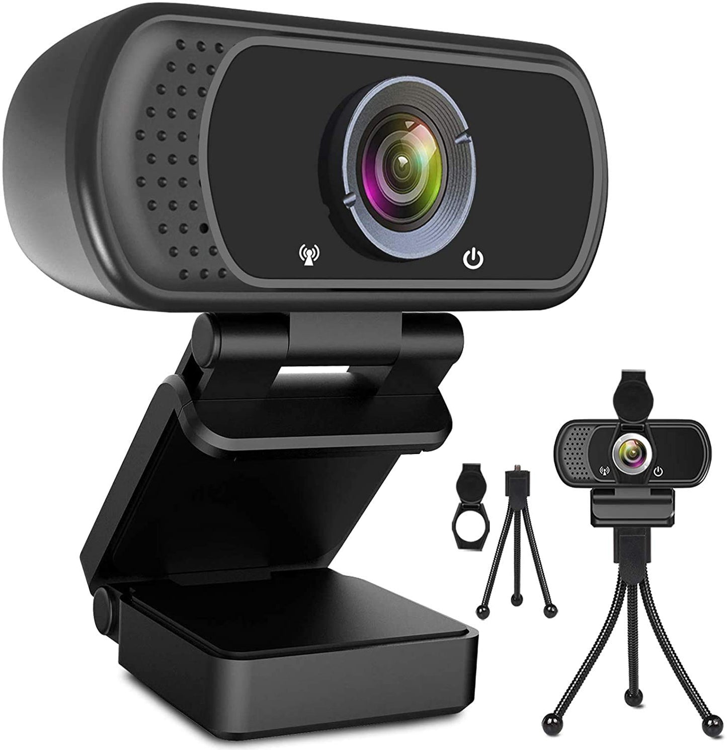 ToLuLu Streaming Webcam 2K 50FPS Web Cam, LED RGB Webcam with Microphone and Light, Autofocus Computer Camera with Cover and Tripod, Plug-Play USB Web cam for PC Desktop/MacBook Gaming Video Calling