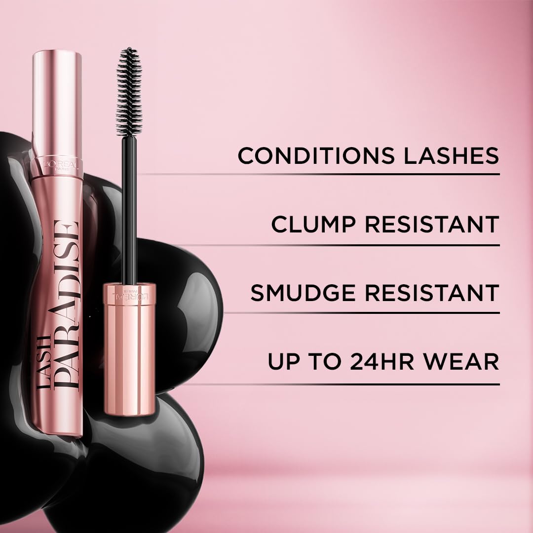 L'Oreal Paris Makeup Voluminous Lash Paradise Mascara, Voluptuous Volume, Intense Length, Feathery Soft Full Lashes, No Flaking, Smudging or Clumping, Latte Brown, 0.28 Fl Oz
