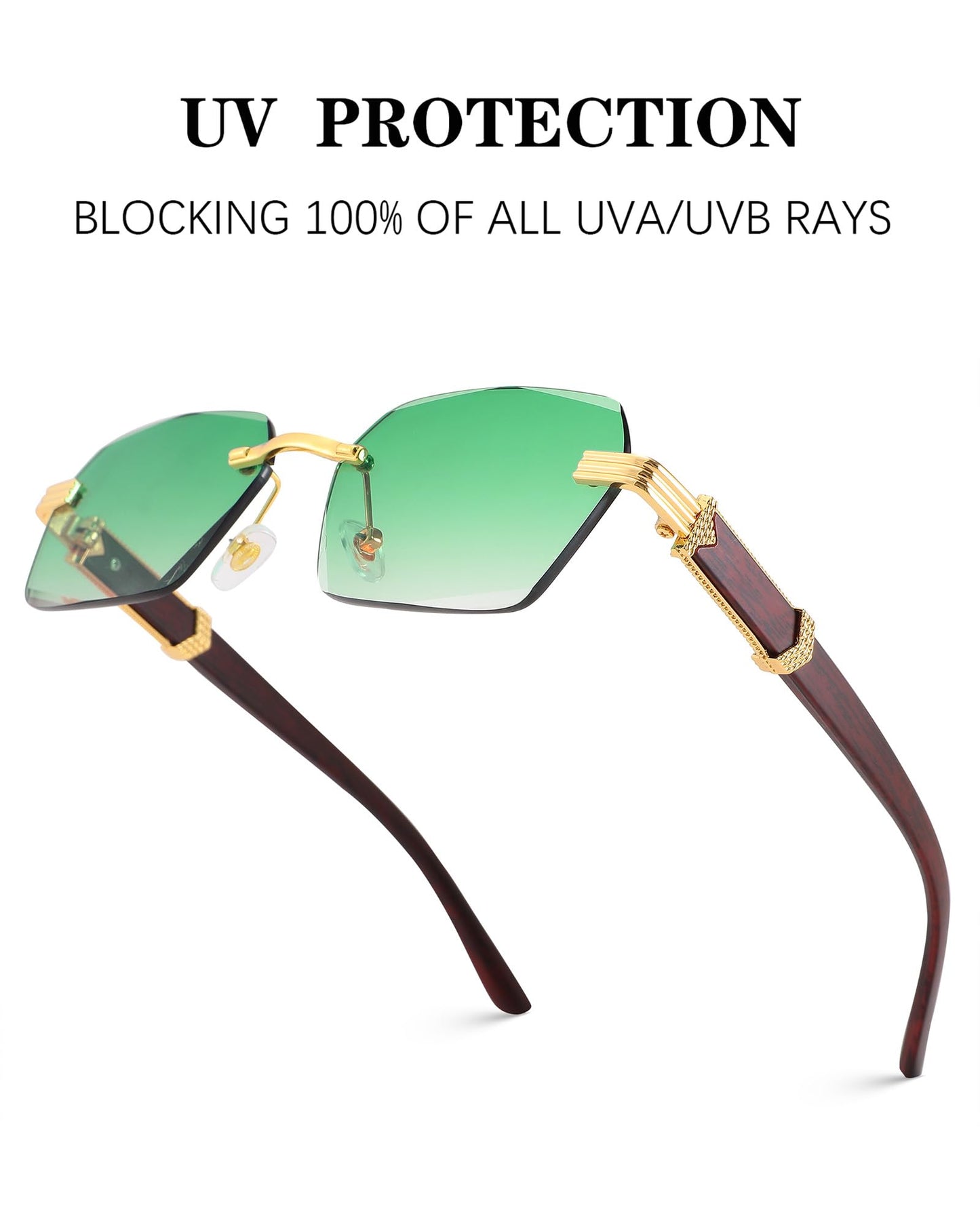 Pro Acme Rimless Rectangle Sunglasses for Men Women Hexagon Shade Eyewear Frameless y2k Glasses