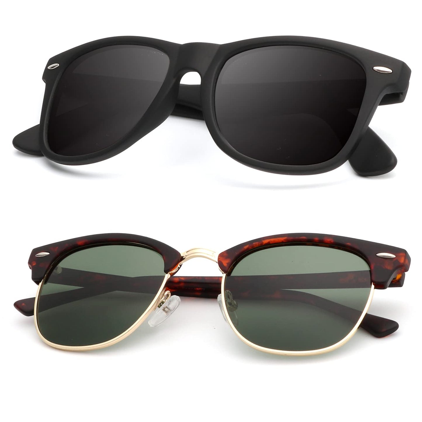 KALIYADI Polarized Sunglasses for Men and Women Semi-Rimless Frame Driving Sun glasses UV Blocking