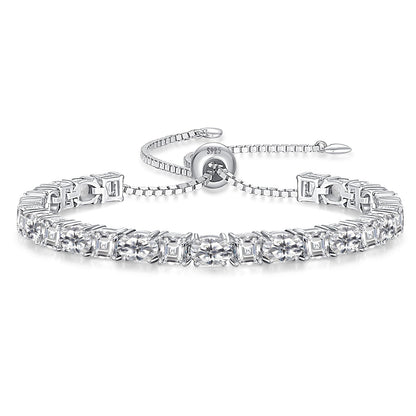 Sterling Silver Birthstone Bracelets for Women White Gold Tennis Bracelets Adjustable Chain 6-9 Inchs Jewelry Hypoallergenic Anniversary Birthday Gifts for Women Mom Wife Her