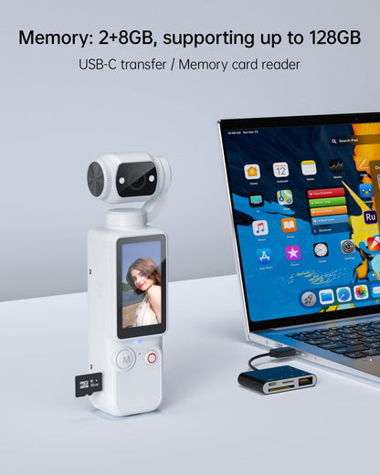 Vlogging Camera, Mini Camcorder, Portable Handheld Video Camera | Mini camcorder with 180° rotating lens, 7-hour battery, 32GB card, one-button recording for travel and daily moments