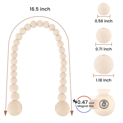 KLOGTSIND Magnetic Curtain Tiebacks, Curtain Holdbacks for Curtains 2 Pack, Wood Bead Curtain Holders for Boho Bedroom Decor, Baby Nursery Decor, Farmhouse Decor
