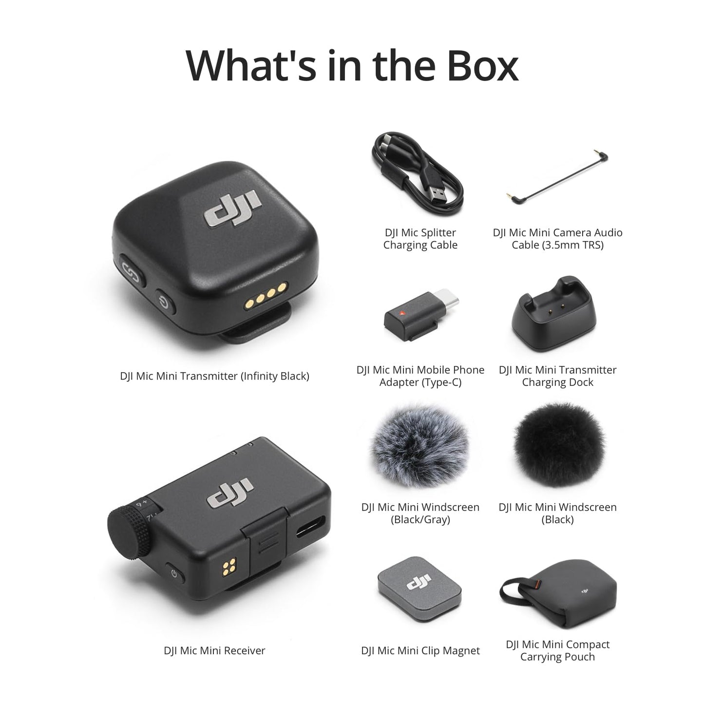 DJI Mic Mini (2 TX + 1 RX), Ultralight, Detail-Rich Audio | Noise Cancelling, Automatic Limiting, Wireless Microphone for Camera/iPhone/Android, Vlog, Streaming, 400m Transmission