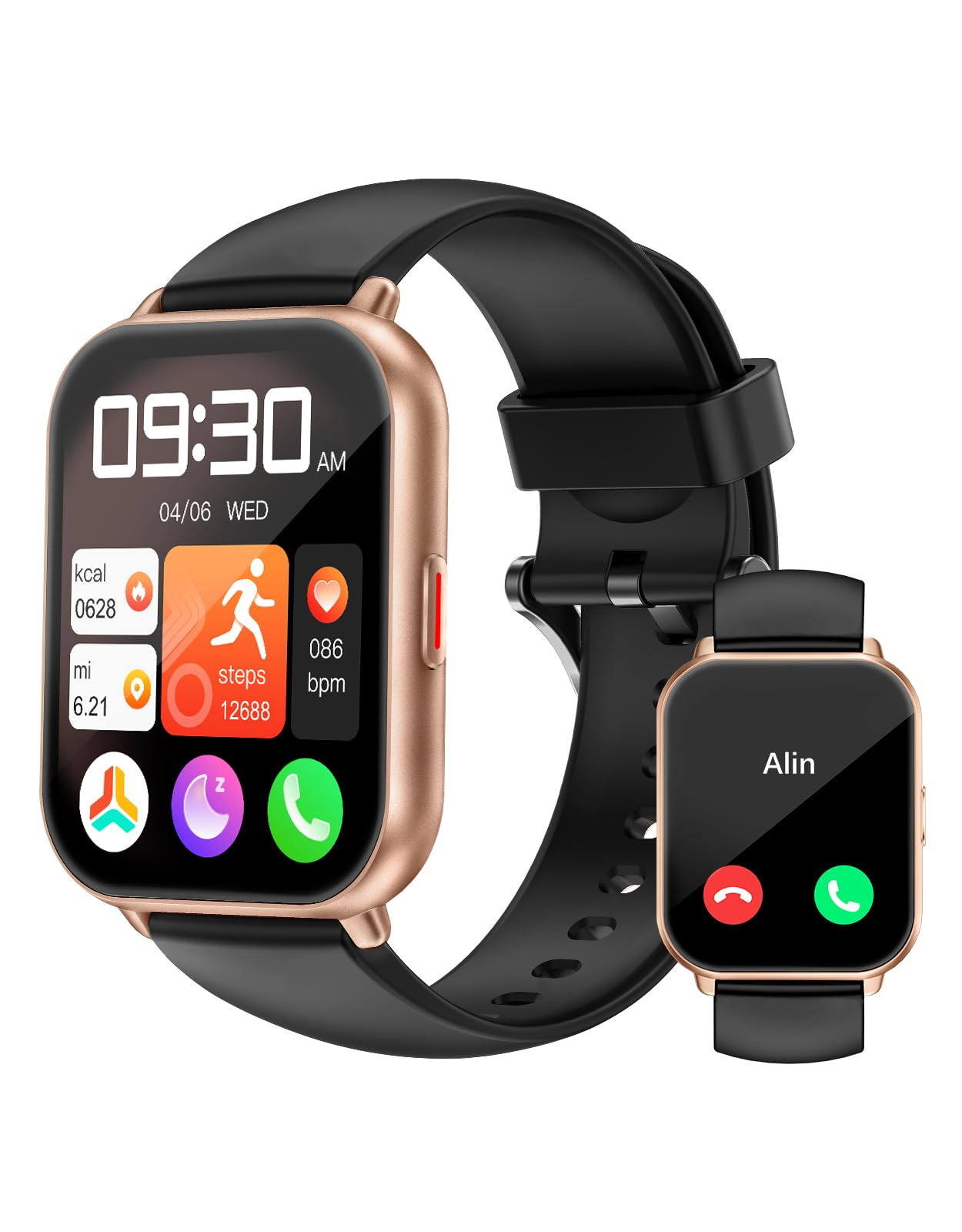 RUIMEN Smart Watches for Women Men (Answer/Make Calls, 2 Bands Included), 1.8" Smartwatch for iOS/Android Phones, Fitness Tracker Heart Rate/Sleep Monitor Digital Watch Waterproof Milky White