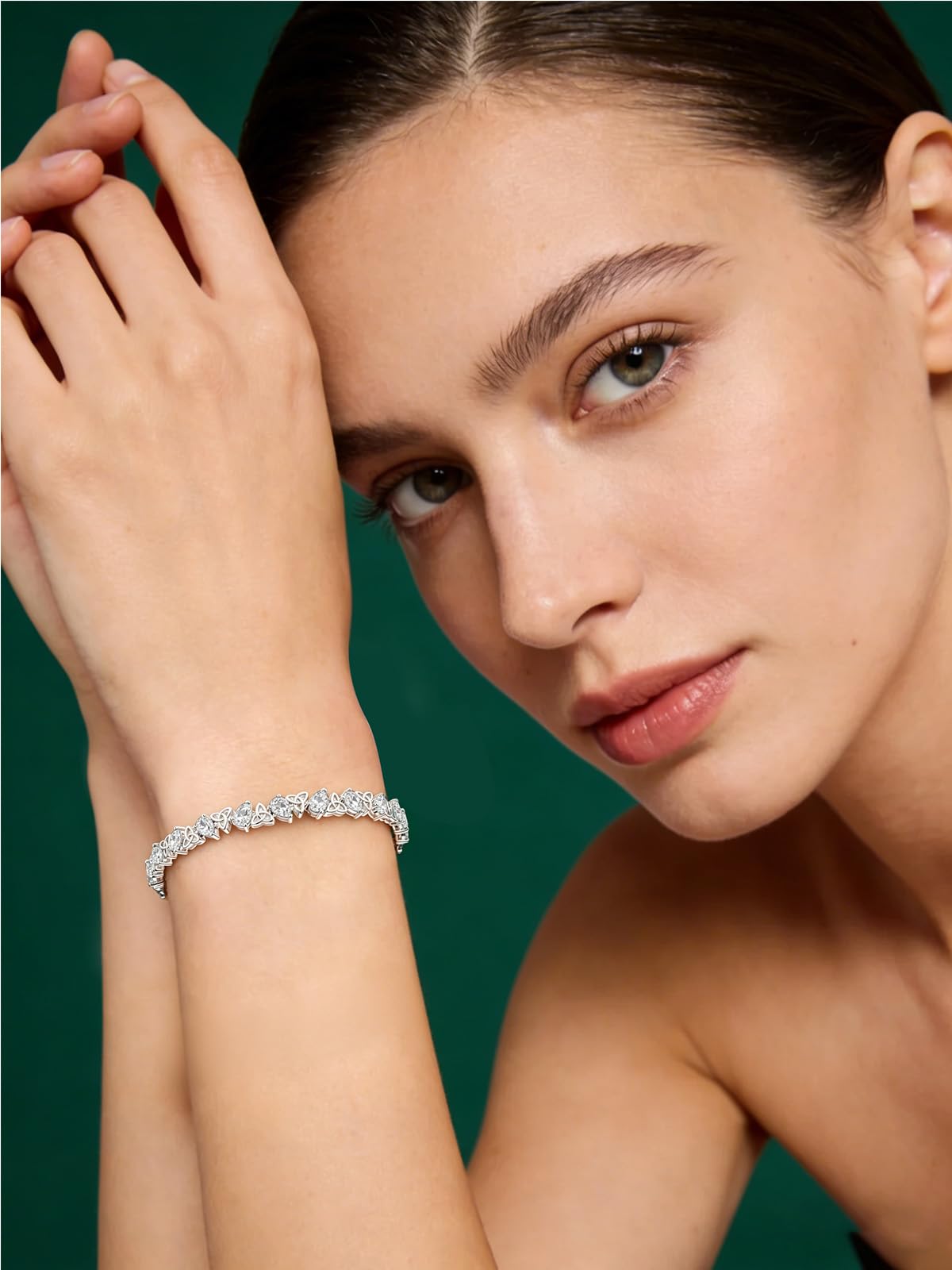 Birthstone Bracelets for Women, Pear Cut Tennis Bracelet 925 Sterling Silver, 6-9 Inch Adjustable Celtic Knot, Anniversary Birthday Jewelry Gifts for Women
