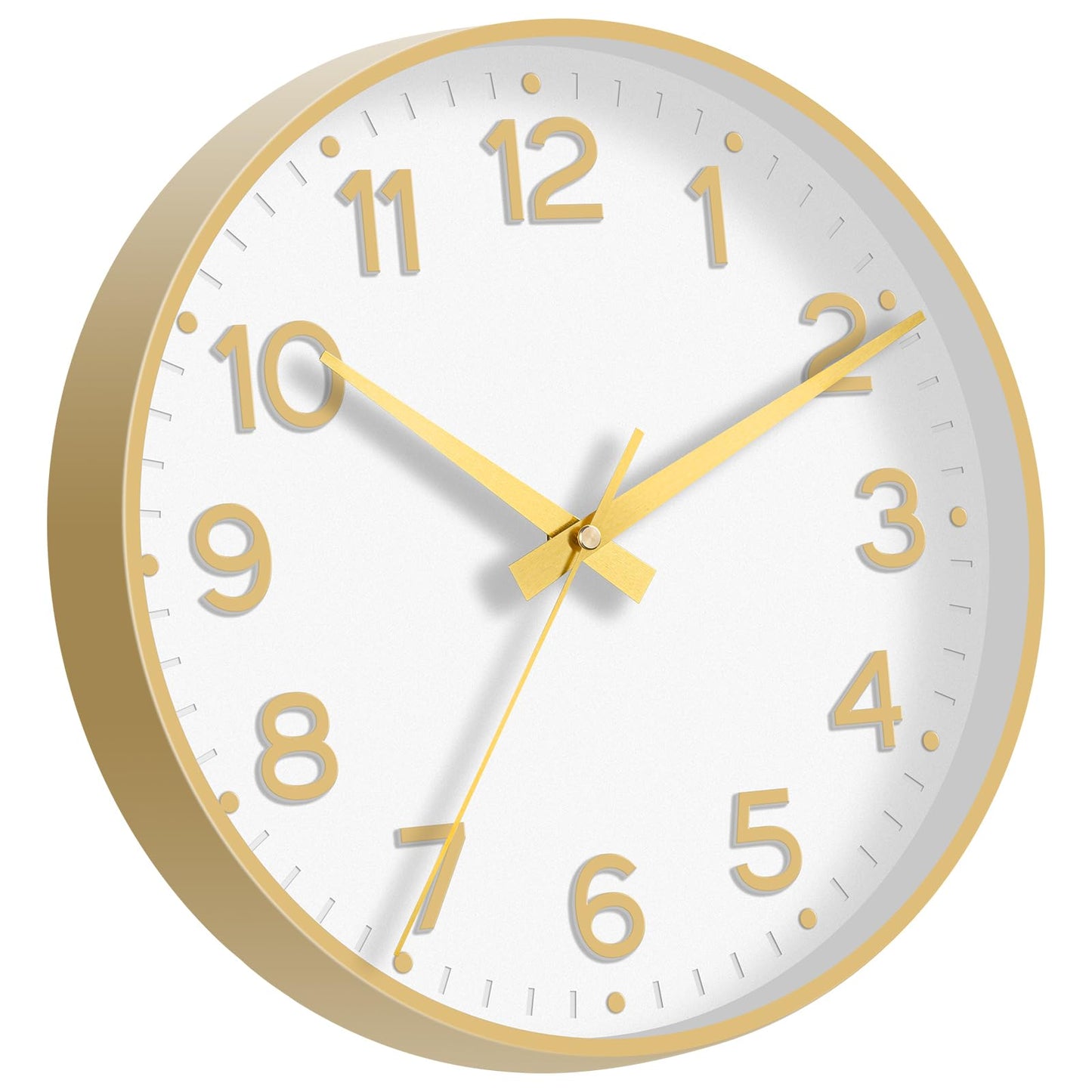 Roymnie Wall Clock Green, Silent Wall Clocks Battery Operated 8 Inch-Modern Non Ticking Analog Clock Decorative for Kitchen Office Bathroom Bedroom(Gold)