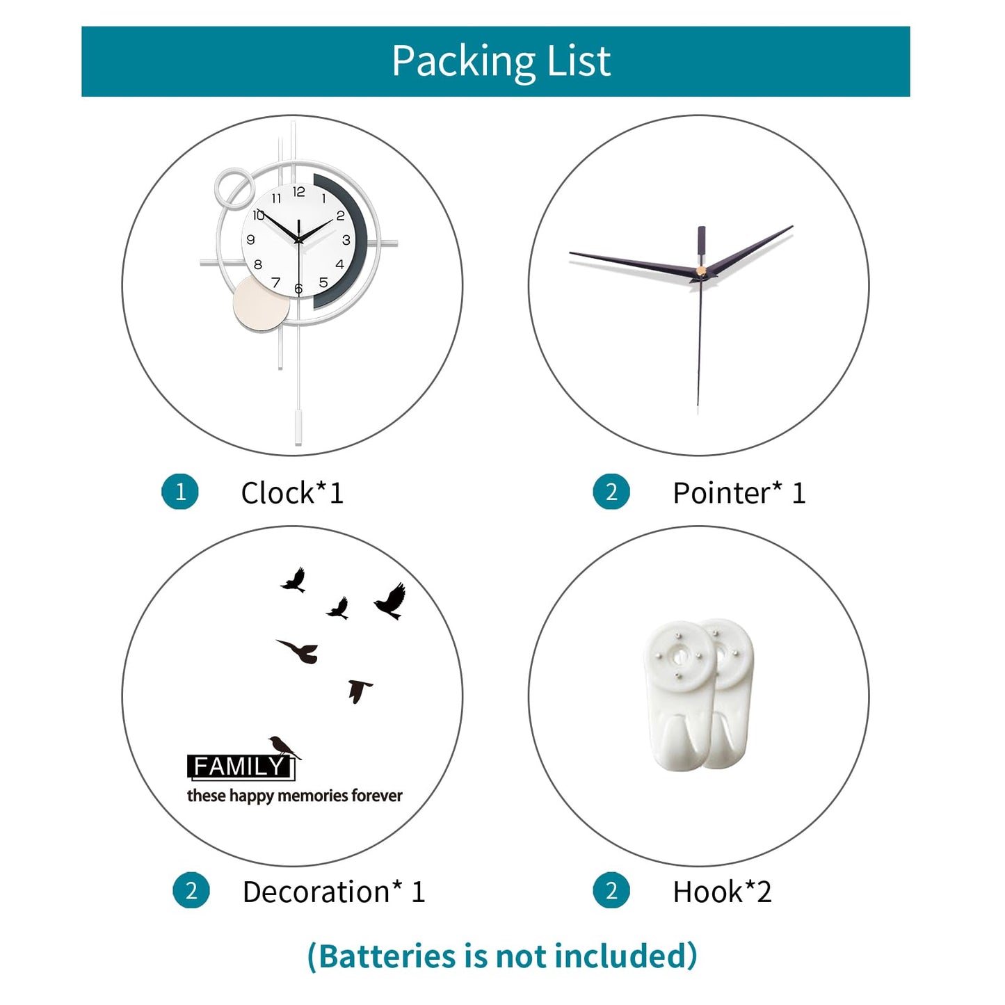 Wall Clock Decorative Large Modern Wall Clock Silent Non-Ticking Battery Operated Gold Unique Pendulum Clock for Living Room,Bedroom,Office,Kitchen,Bathroom,Wall Decor 13.8x21.9in