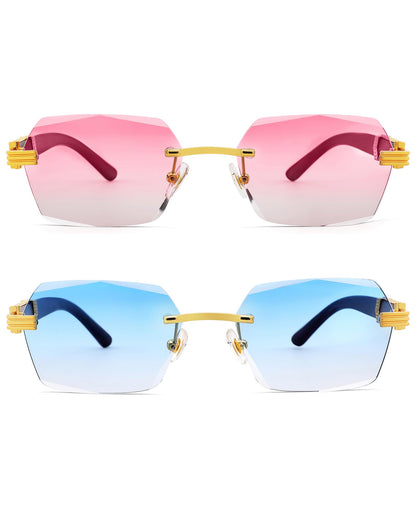 Pro Acme Rimless Rectangle Sunglasses for Men Women Hexagon Shade Eyewear Frameless y2k Glasses