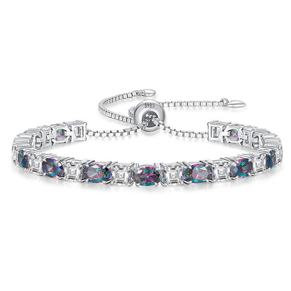 Sterling Silver Birthstone Bracelets for Women White Gold Tennis Bracelets Adjustable Chain 6-9 Inchs Jewelry Hypoallergenic Anniversary Birthday Gifts for Women Mom Wife Her