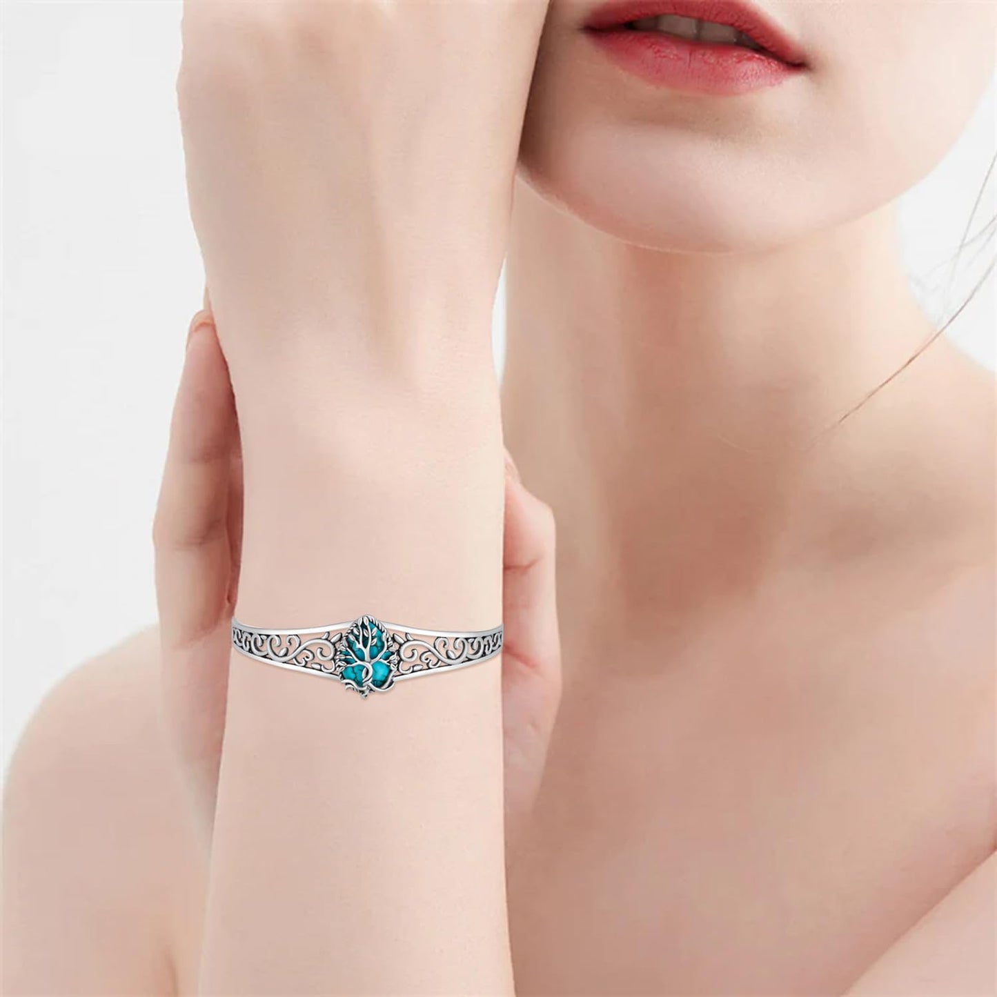 Genuine Turquoise Bracelet for Women 925 Sterling Silver Real Turquoise Cuff Bracelet Vintage Western Jewelry for Women