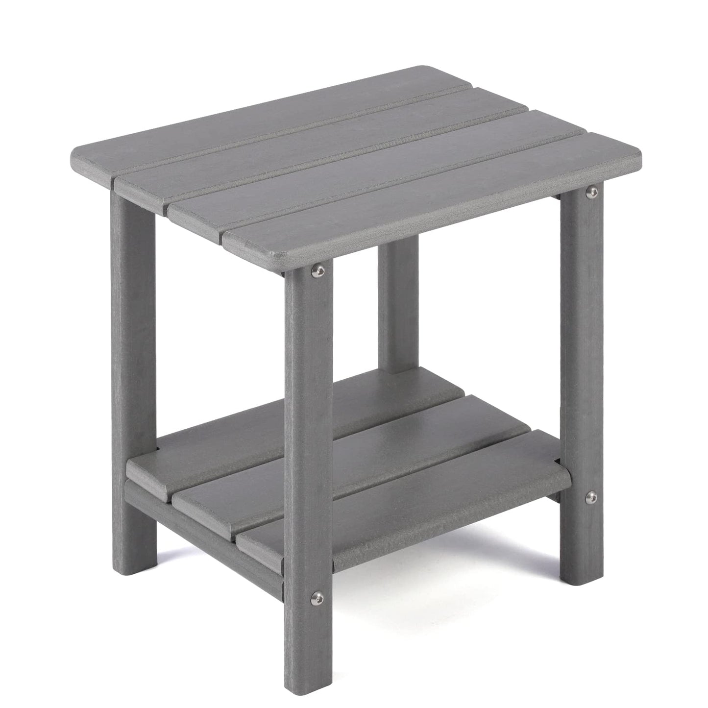 Apolimi Adirondack Outdoor Side Table, 2-Tier Sturdy Patio End Table Weather Resistant, 16.5" Solid Side Table for Patio, Pool, Porch