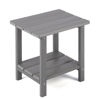 Apolimi Adirondack Outdoor Side Table, 2-Tier Sturdy Patio End Table Weather Resistant, 16.5" Solid Side Table for Patio, Pool, Porch
