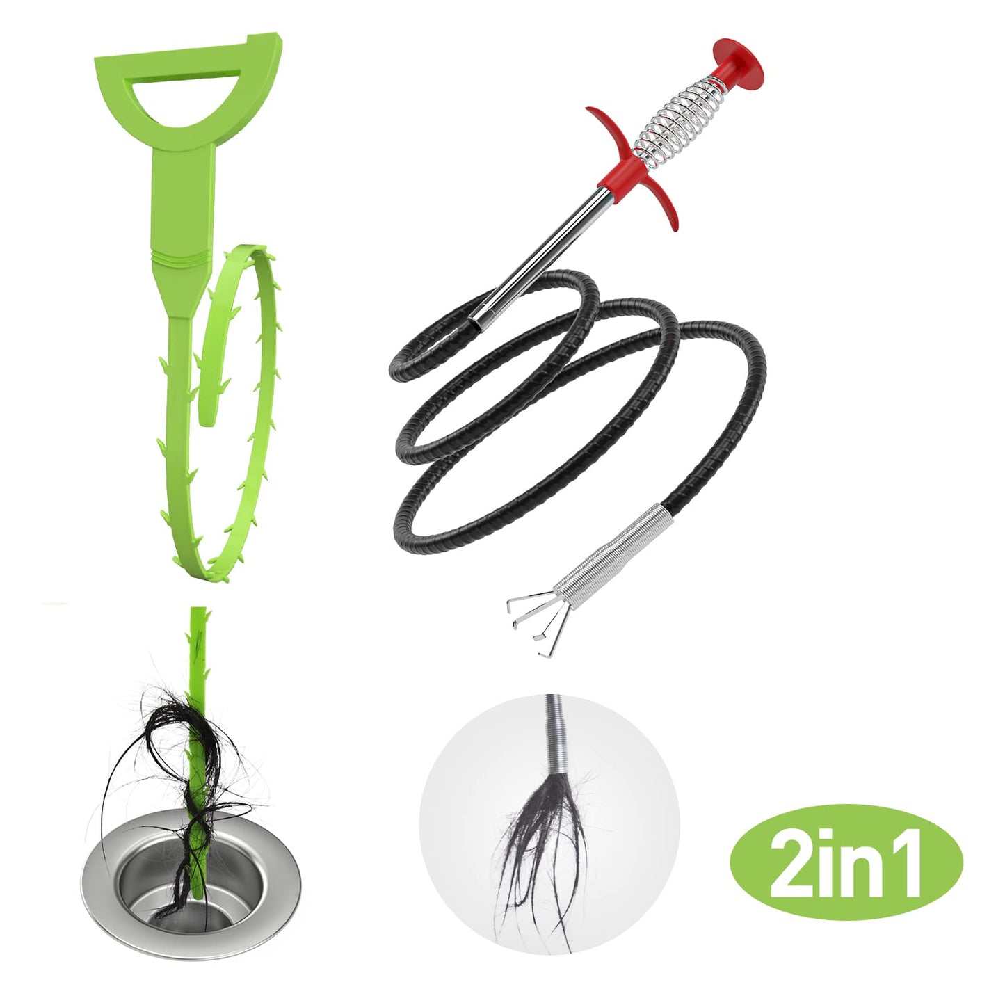 DR.PEN Flexible Grabber Claw Pick Up Reacher Tool (Drain Clog Remove Tool), With 4 Claws Bendable Hose Pickup Reaching Assist Tool for Litter Pick, Home and Kitchen Sink, Drains, Toilet (63 inch)