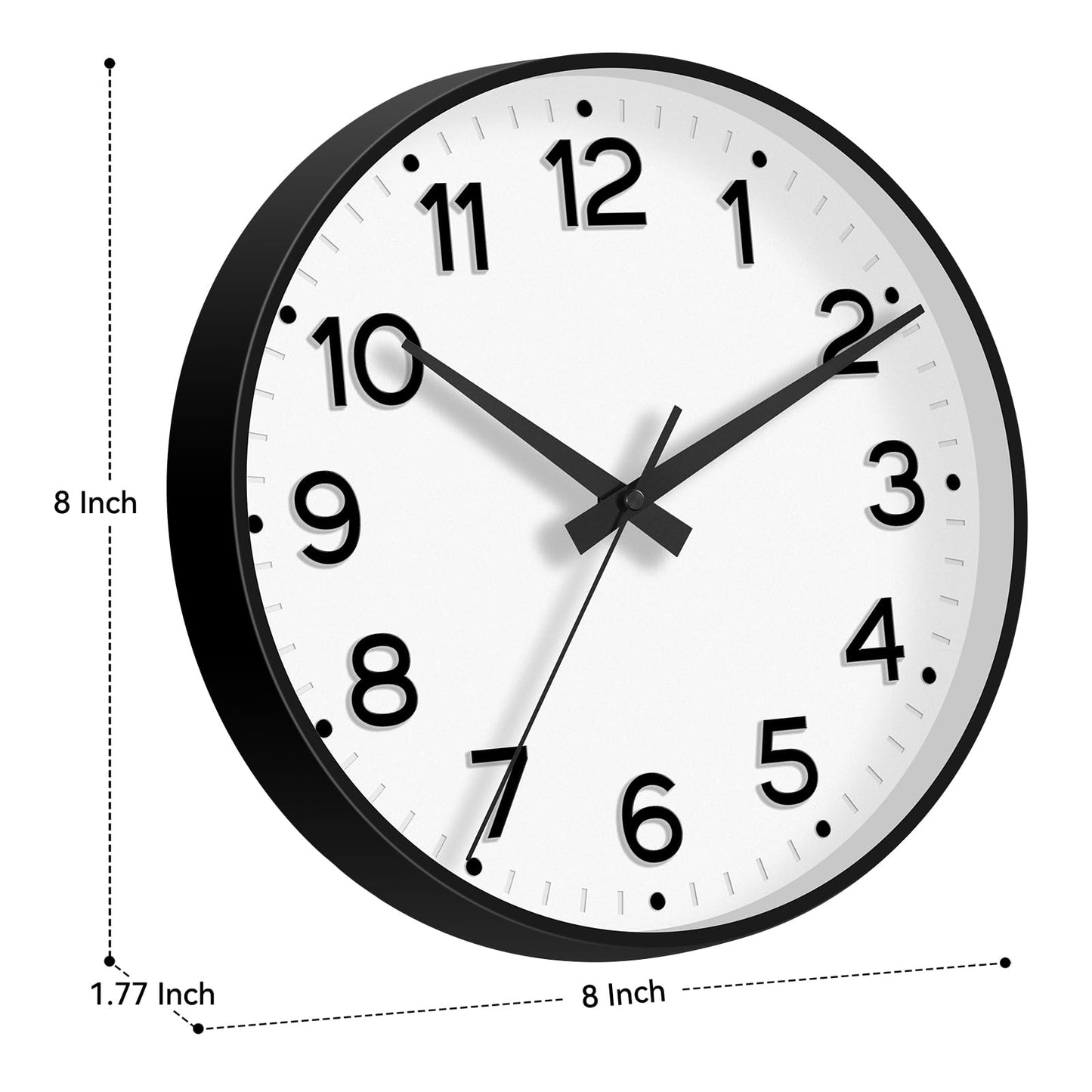 Roymnie Wall Clock Green, Silent Wall Clocks Battery Operated 8 Inch-Modern Non Ticking Analog Clock Decorative for Kitchen Office Bathroom Bedroom(Gold)