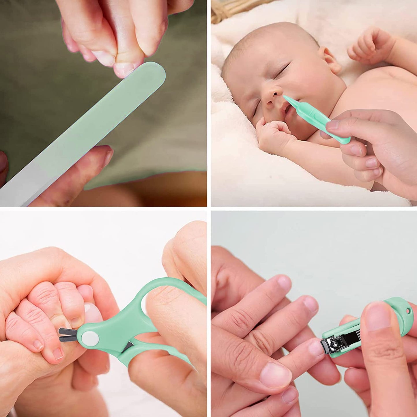 Electric Nail File Drill for Baby No Sharp Claws Hurt, 6 in 1 Safety Cutter Trimmer Clipper for Toes and Fingers (Blue)