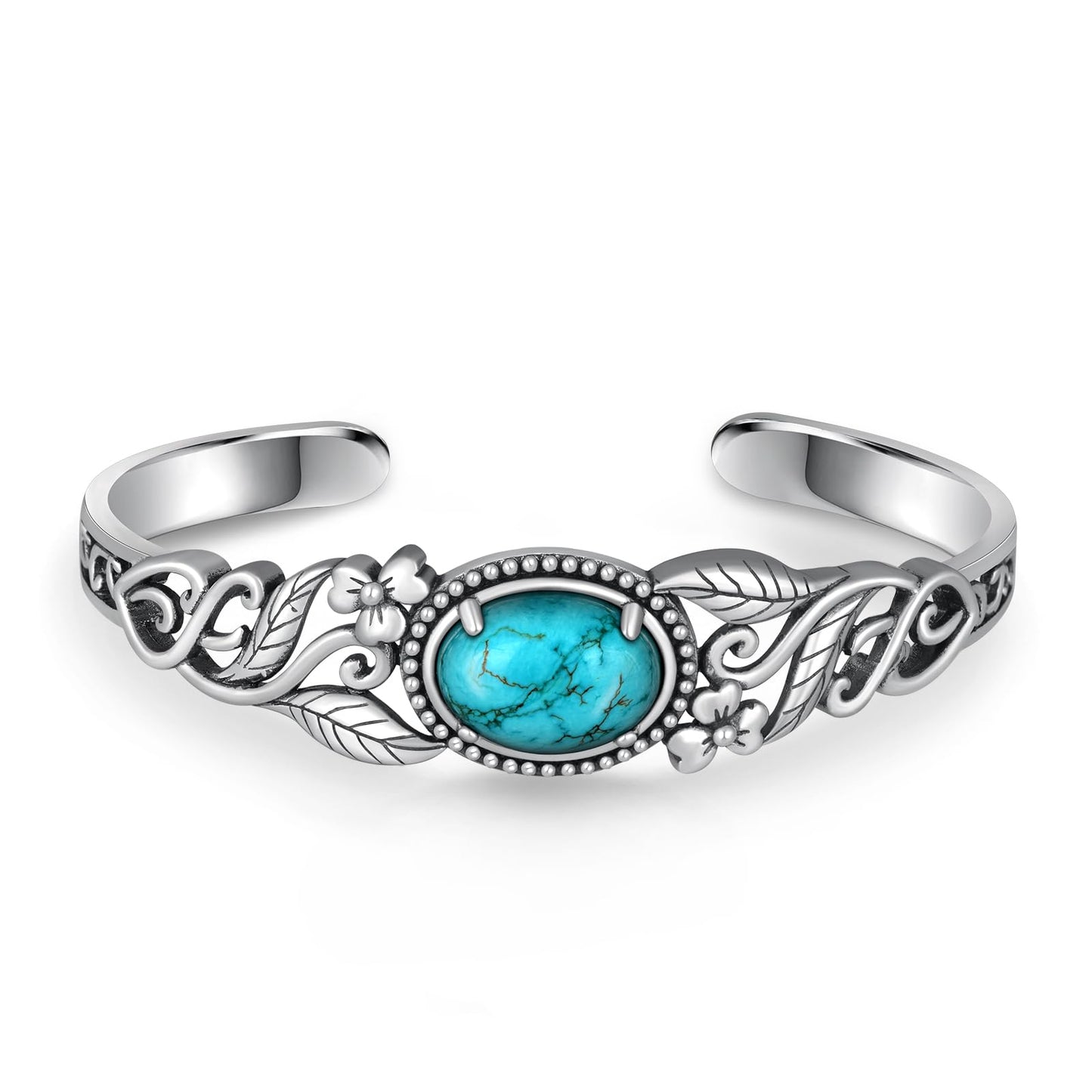 Genuine Turquoise Bracelet for Women 925 Sterling Silver Real Turquoise Cuff Bracelet Vintage Western Jewelry for Women