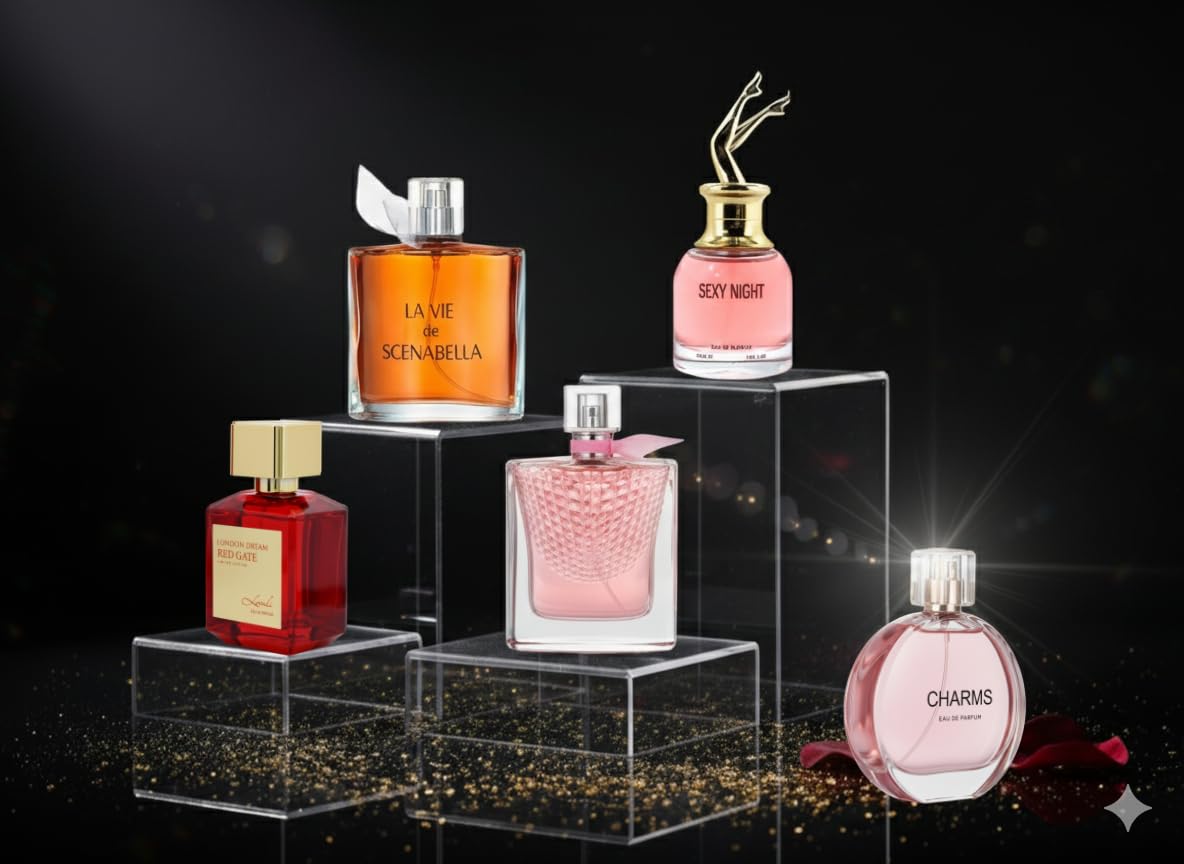 Signature Scent Mini Perfume Gift Set for Women, 5-Piece Fragrance Sampler Collection, Travel Size Floral and Fruity Notes (Each 30ml Set including London Dream, Charms, Sexy Nights...)