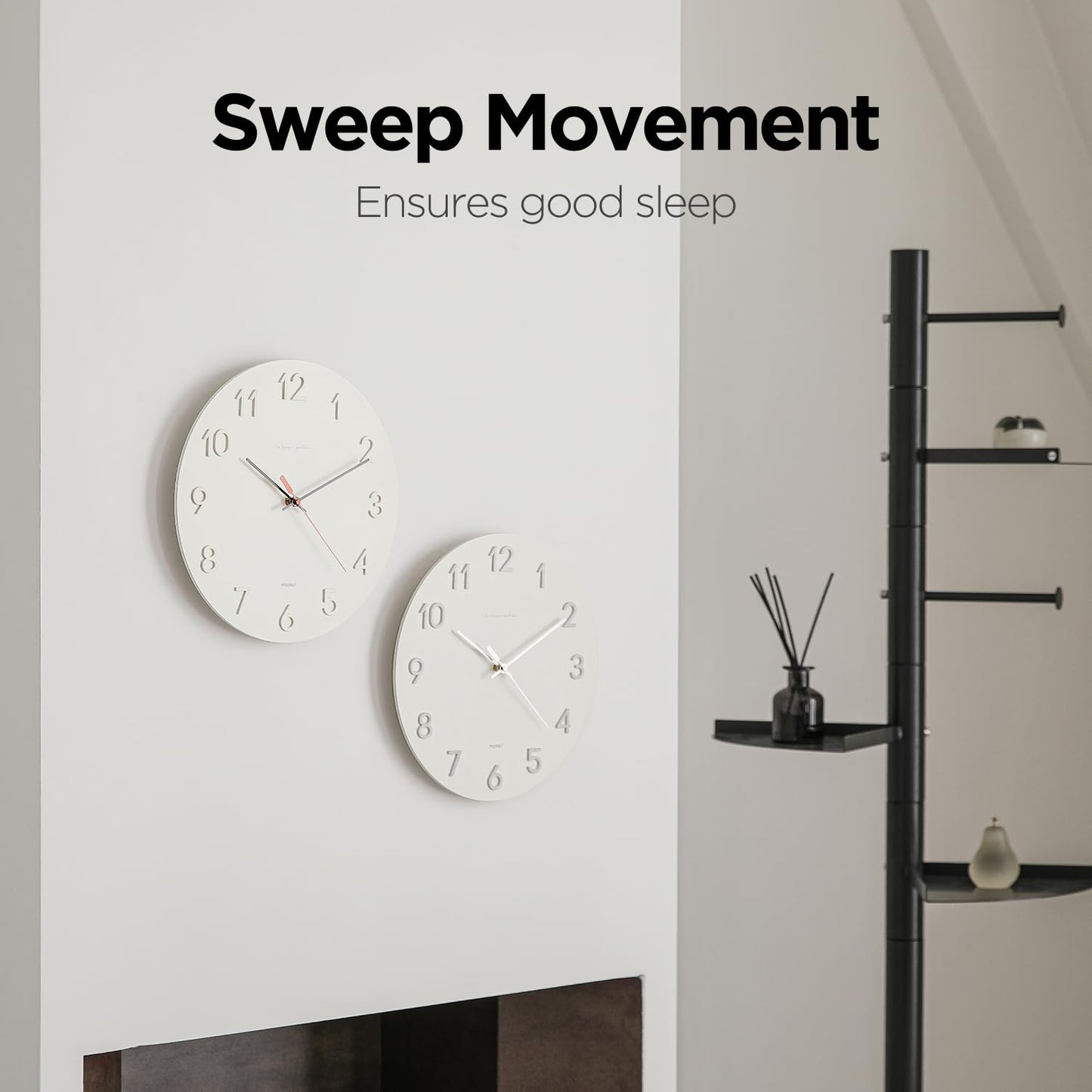 mooas Wooden Frame Flatwood Wall Clock,12" Non-Ticking Sweep Movement Decorative Battery Operated Wall Clock for Home Living Room Kitchen Bedroom Office School (Dark Brown)