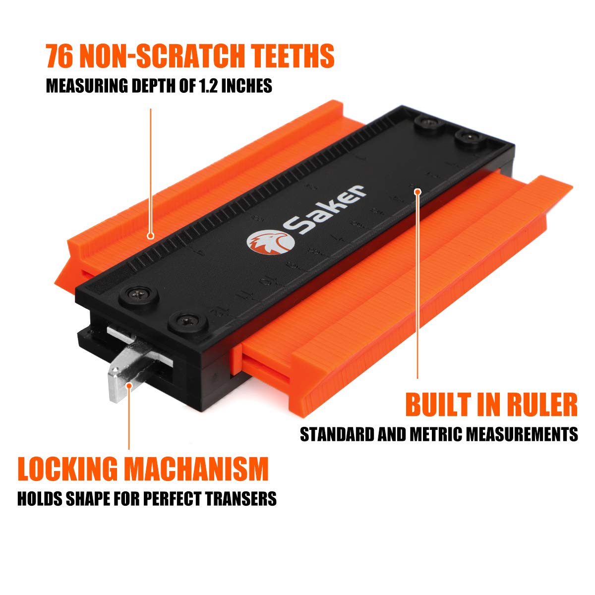 Saker Contour Gauge (10Inch) Profile Tool with Adjustable Lock,Gifts for Men Women Father Dad Boyfriend Husband-Precisely Copy Irregular Shape Duplicator-Cool Gadgets for Woodworking Tool Tracing