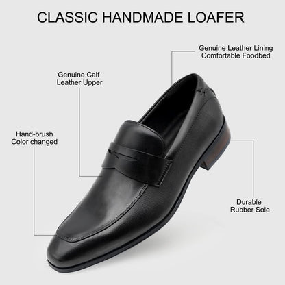 Men's Slip on Oxford Dress Shoes Classic Handmade Calfskin Manufacturing More Compact, Choose The Right Size to Modify The Foot Shape