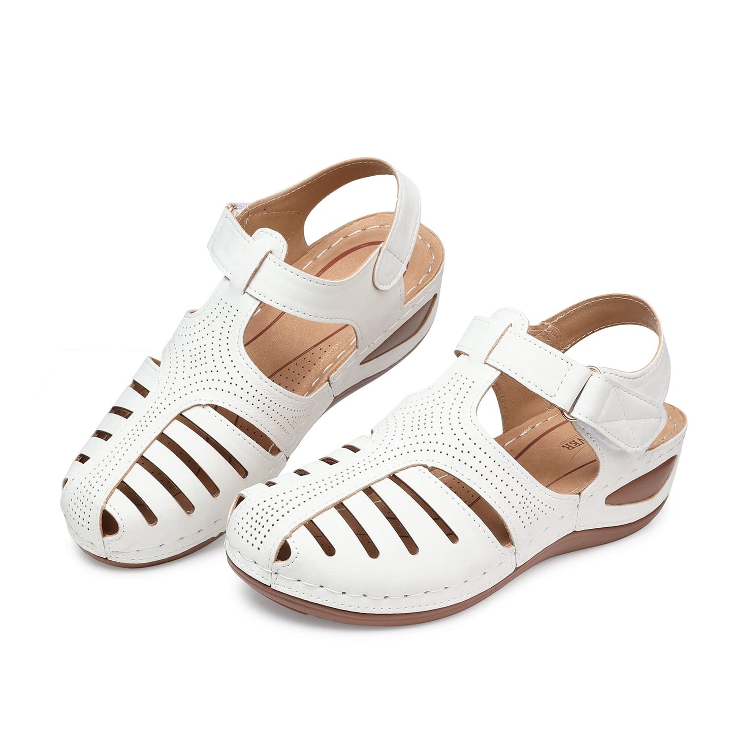 SHIBEVER Women's Wedge Sandals Summer: Closed Toe Sandals for Women Platform Dressy Wedge Size 5-11