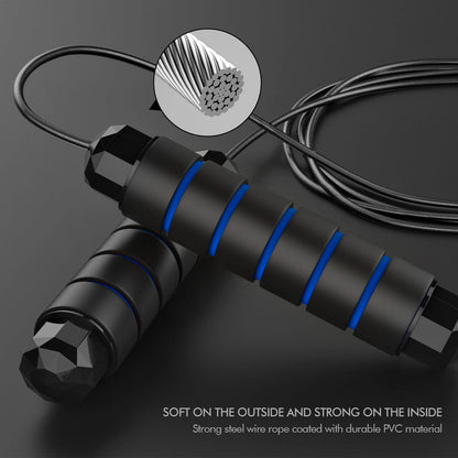 Jump Rope, Tangle-Free Rapid Speed Jumping Rope Cable with Ball Bearings for Women, Men, and Kids, Adjustable Steel Jump Rope with Foam Handles for Home Gym Exercise Fitness Workout Equipment & Slim Body