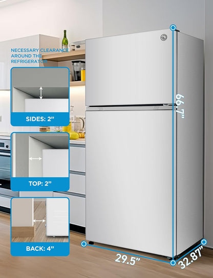 Commercial Cool 20 Cu. Ft. Top Mount Refrigerator with Freezer, 2-Door Refrigerator with Top Freezer and Adjustable Temperature Control, Ice Maker Ready, Energy Star Certified, Stainless Look