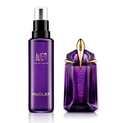 Mugler Alien Refill Bundle - Eau de Parfum - Women's Perfume - Floral & Woody - With Jasmine, Wood, and Amber - Long Lasting Fragrance - Refill & 2 Fl Oz Fragrance
