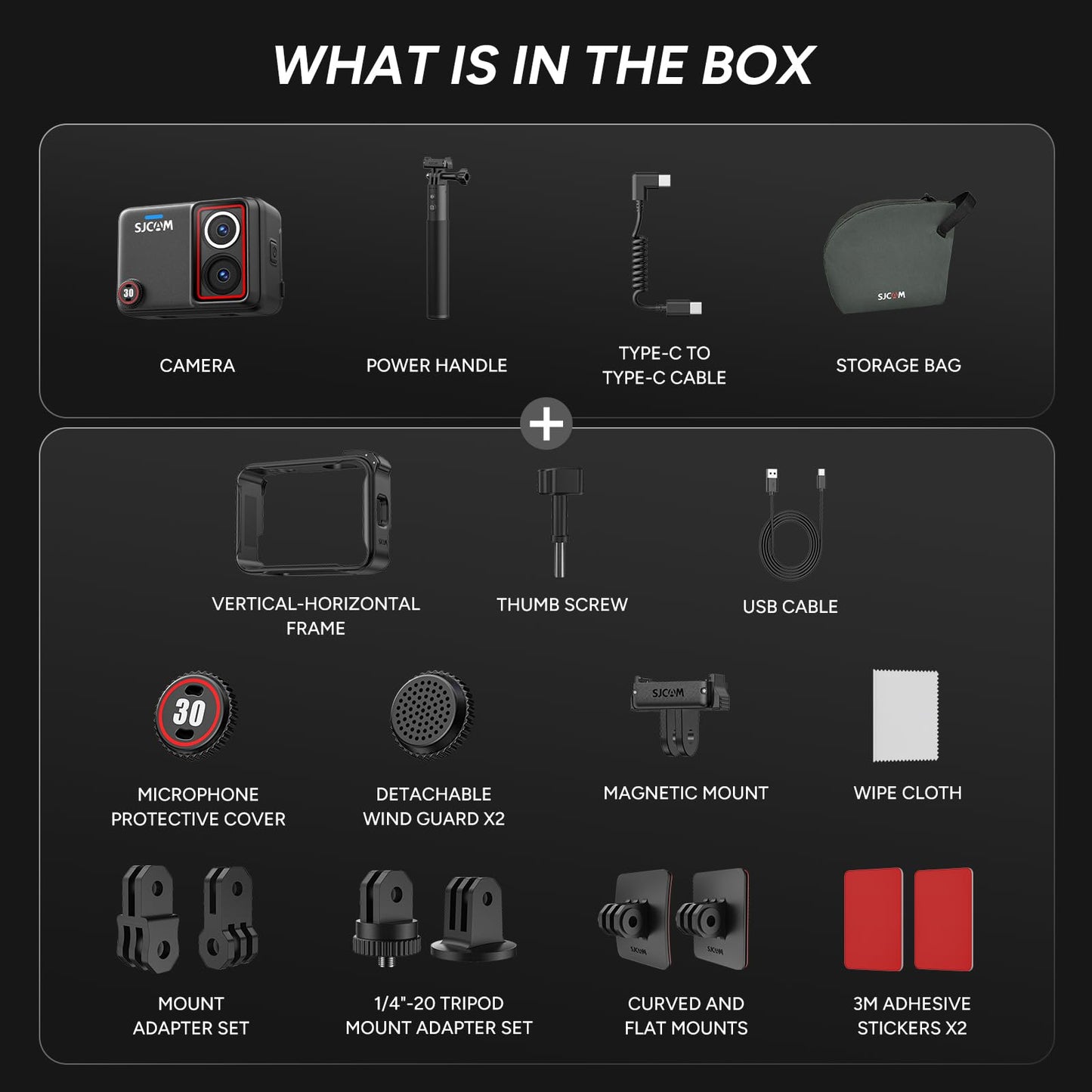 SJCAM SJ30 6K Action Camera with Wireless Microphone,8K/6K/5K/4K Image,5M Body Waterproof 2.51” Flip Touch Screen,Low Light,7H Battery Handle,SteadyMotion 2.0 Stabilization,for Travel (Creator Combo)