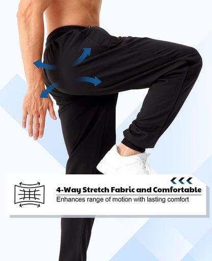 Mens Sweatpants with Zipper Pockets 5 Pack Athletic Joggers for Men Warm Slim Fit Track Workout Running Sweat Pants