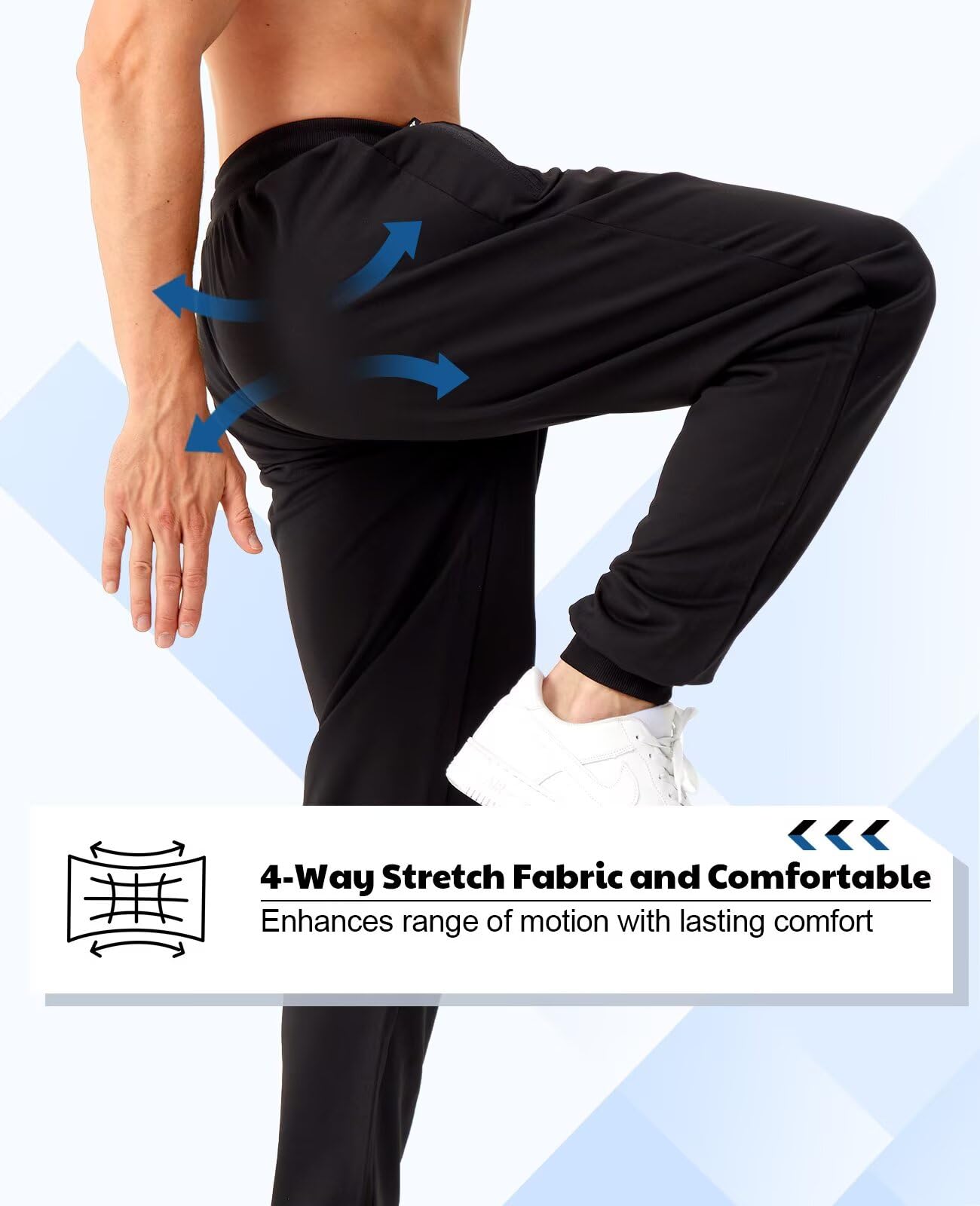 Mens Sweatpants with Zipper Pockets 5 Pack Athletic Joggers for Men Warm Slim Fit Track Workout Running Sweat Pants