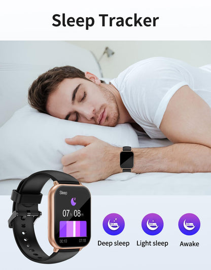 RUIMEN Smart Watches for Women Men (Answer/Make Calls, 2 Bands Included), 1.8" Smartwatch for iOS/Android Phones, Fitness Tracker Heart Rate/Sleep Monitor Digital Watch Waterproof Milky White