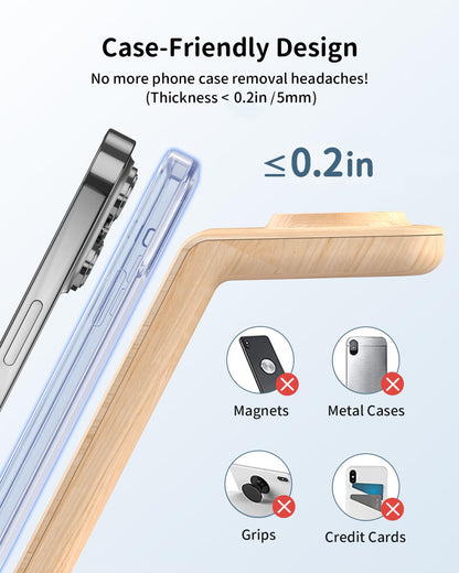 JoyGeek 3 in 1 Charging Station for Apple Devices, Wireless Charger Stand for iPhone 17/16/15/14/13/12/11/SE/X Pro Max Plus - Apple Watch 11/10/9/Ultra 2/8/SE/7/6/5 - AirPods Pro 2/3/2