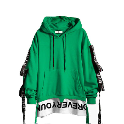 DUDHUH Mens Hoodie Fashion Pullover Letter Print Tracksuit Techwear Casual Coat Hip-Hop Sweatshirt