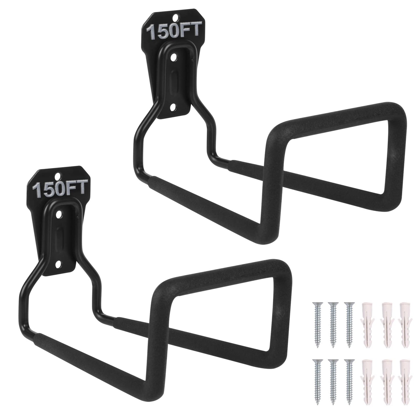 PeoMev Metal Garden Hose Holder - Heavy Duty Hose Hanger Wall Mounted Water Hose Holder for Outside Yard, Sturdy Hose Reel Hose Hooks for Water Hose, Extension Cords