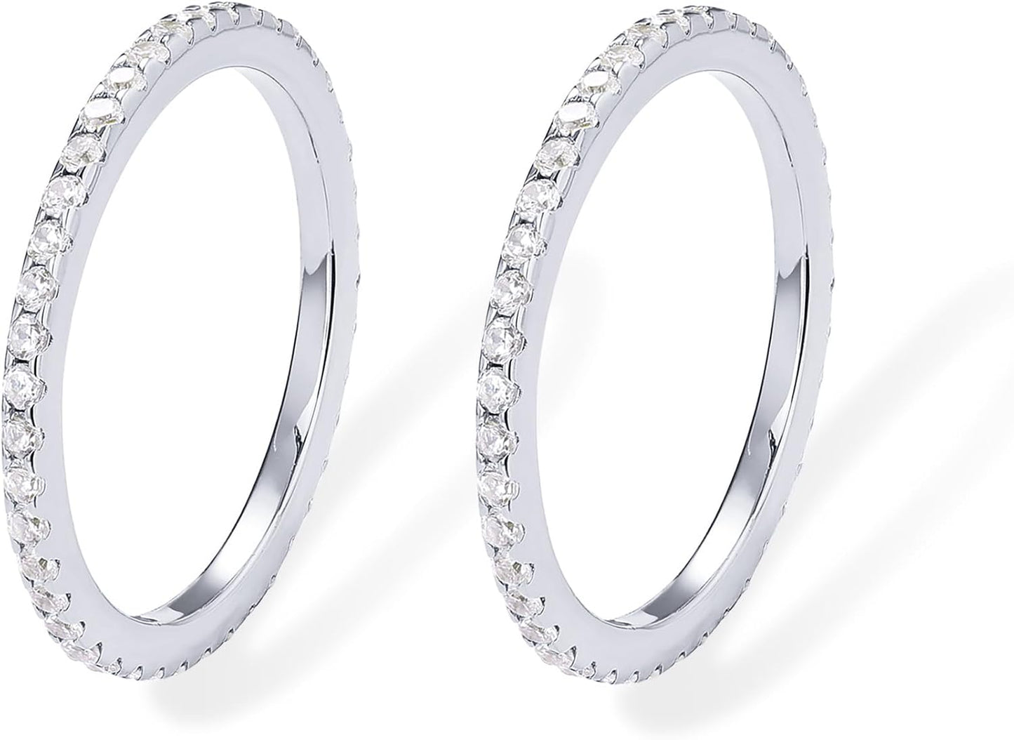 PAVOI Gold Plated Solid 925 Sterling Silver CZ Simulated Diamond Stackable Ring Eternity Bands for Women