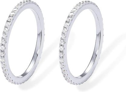 PAVOI Gold Plated Solid 925 Sterling Silver CZ Simulated Diamond Stackable Ring Eternity Bands for Women