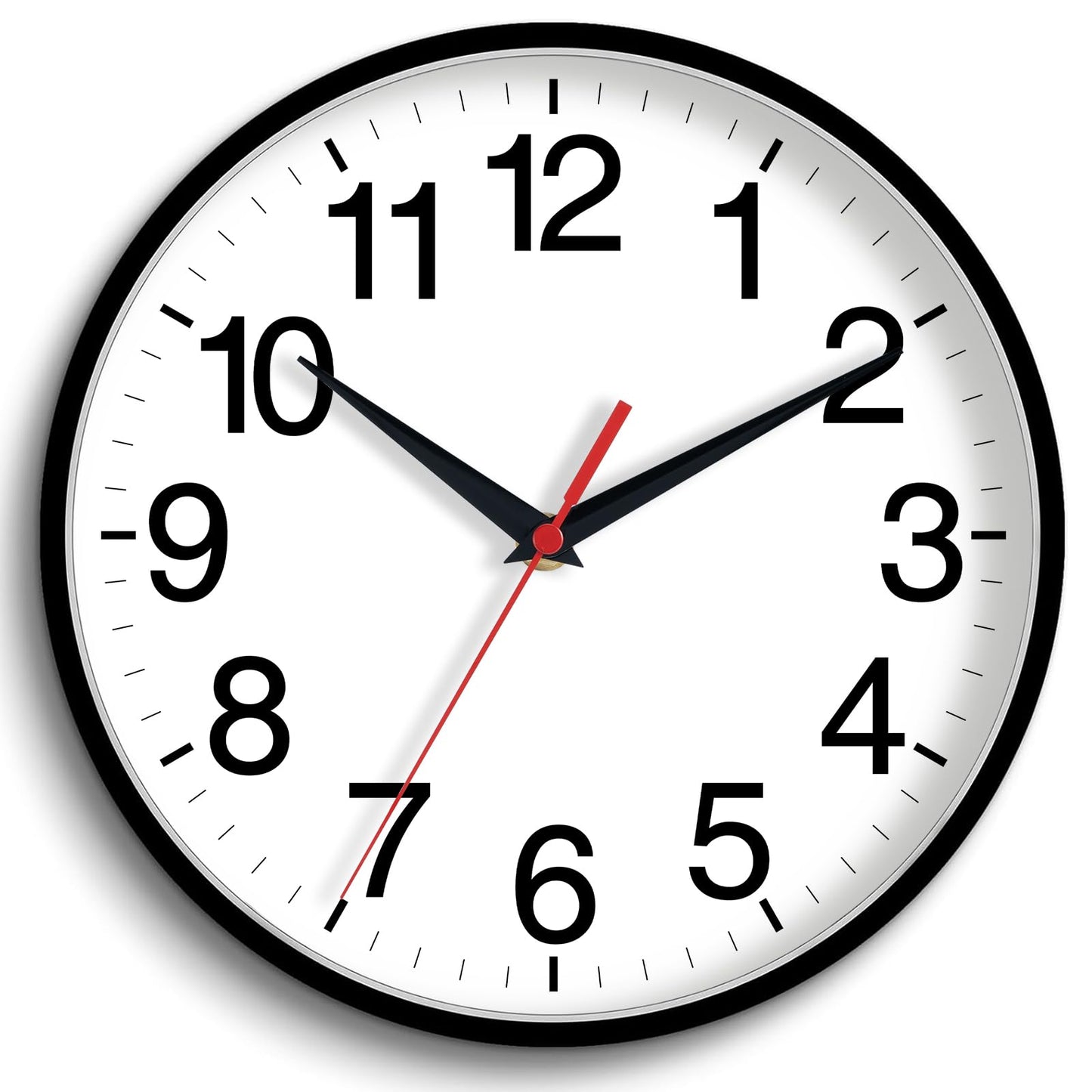Rohioue Wall Clock Modern 8 Inch Battery Operated Silent Non Ticking Small Analog Clock for Living Room Office Home Bedroom Kitchen Bathroom(Black)
