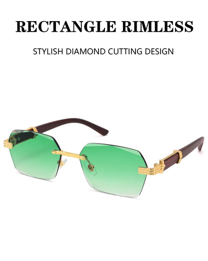 Pro Acme Rimless Rectangle Sunglasses for Men Women Hexagon Shade Eyewear Frameless y2k Glasses