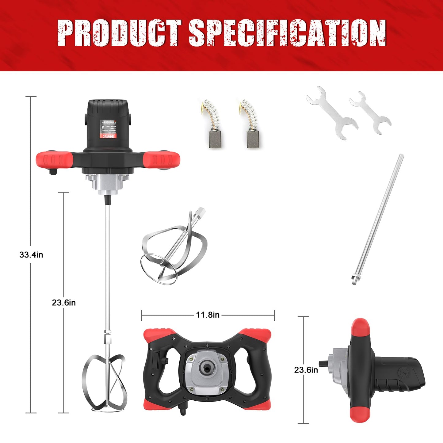 IMAYCC Handheld Cement Mixer, Portable Concrete Mixer,110V 6 Speed Mixing Drill, 2100W Drill Mixer for mud,Motar,Paint, Grout, Plaster,Thinset etc.