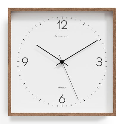 mooas Wooden Frame Flatwood Wall Clock,12" Non-Ticking Sweep Movement Decorative Battery Operated Wall Clock for Home Living Room Kitchen Bedroom Office School (Dark Brown)