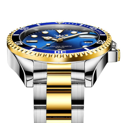 OLEVS Luxury Watches for Men Big Face Stainless Steel Business Dress Analog Quartz Watch with Day Waterproof Luminous Mens Wrist Watch