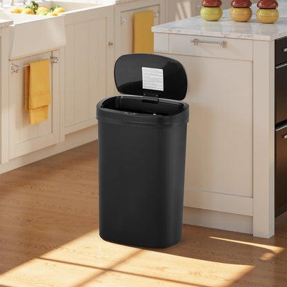 BestOffice | 13 Gallon Trash Can with Lid | Automatic Touchless Garbage Can | Odor Control | Modern Oval Design | Easy to Clean | Stainless Steel | Fits Any Kitchen, Bathroom, Office or Home