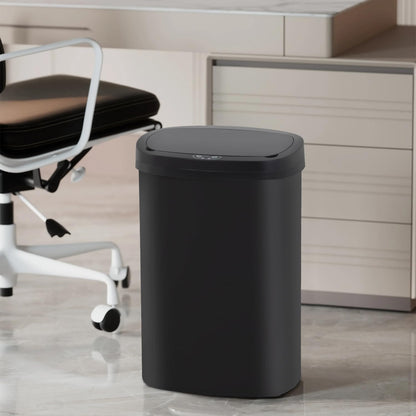 BestOffice | 13 Gallon Trash Can with Lid | Automatic Touchless Garbage Can | Odor Control | Modern Oval Design | Easy to Clean | Stainless Steel | Fits Any Kitchen, Bathroom, Office or Home