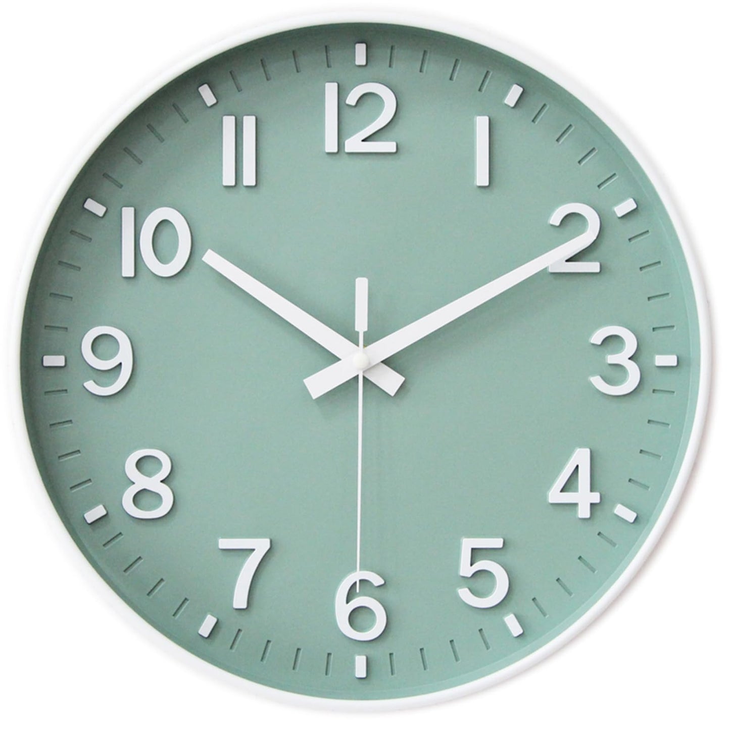 HZDHCLH Wall Clocks Battery Operated,Wall Clock Green,8 inch Wall Clock Silent Non Ticking Modern 3D Numbers for Kitchen Bedroom Living Room Office Classroom Decor