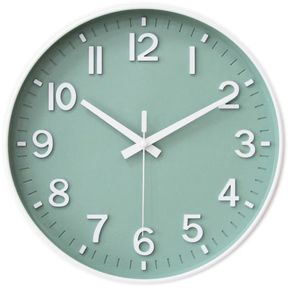 HZDHCLH Wall Clocks Battery Operated,Wall Clock Green,8 inch Wall Clock Silent Non Ticking Modern 3D Numbers for Kitchen Bedroom Living Room Office Classroom Decor
